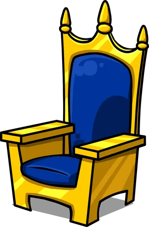 Regal Golden Throne Cartoon PNG Image