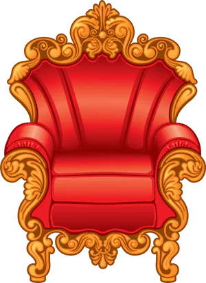 Regal Red Golden Throne Illustration PNG Image