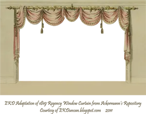 Regency Era Window Curtain Design PNG Image