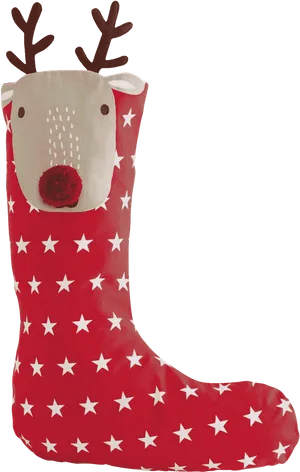 Reindeer Christmas Stocking Design PNG Image