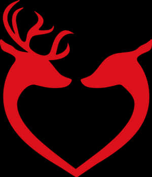 Reindeer Heart Silhouette Graphic PNG image with transparent background