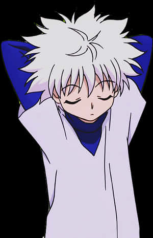 Relaxed Anime Character Killua PNG image with transparent background