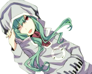 Relaxed Anime Girl Hoodie Render PNG Image