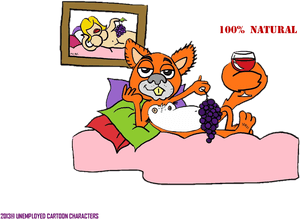 Relaxed Cartoon Foxwith Grapesand Wine PNG image with transparent background