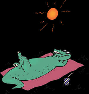Relaxing Alligator Sunbathing PNG image with transparent background