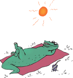 Relaxing Alligator Sunbathing PNG Image