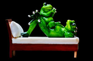 Relaxing Frogson Bench Sculpture PNG image with transparent background