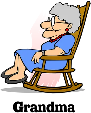 Relaxing Grandma Cartoon Rocking Chair PNG Image