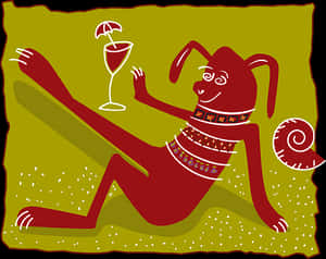 Relaxing Red Dog Cartoon Seashell Beach Vacation PNG image with transparent background