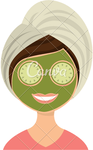 Relaxing Spa Facial Treatment Illustration PNG image with transparent background