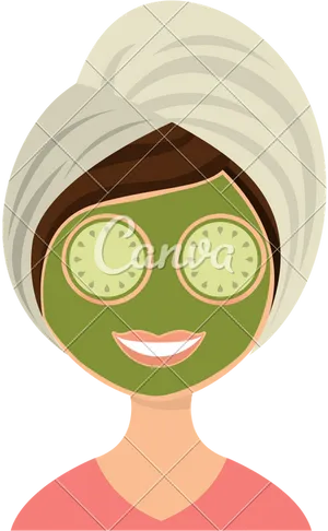 Relaxing Spa Facial Treatment Illustration PNG Image