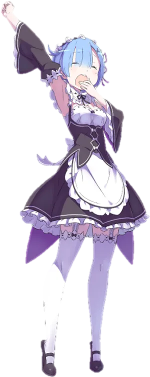 Rem Re Zero Maid Twirl PNG Image