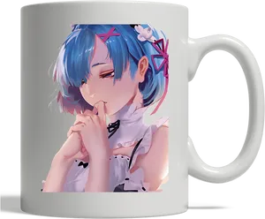 Rem Thinking Pose Mug PNG Image