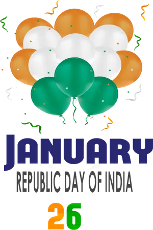 Republic Day India Balloons Celebration PNG Image