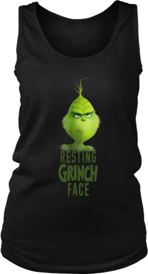 Resting Grinch Face Tank Top PNG Image