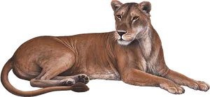 Resting Lioness Illustration PNG Image