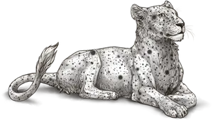 Resting Lioness Illustration PNG Image