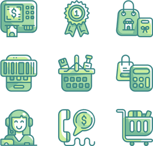Retail Service Icons Set PNG image with transparent background