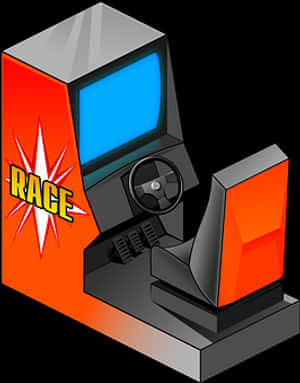 Retro Arcade Racing Game Machine PNG with transparent background