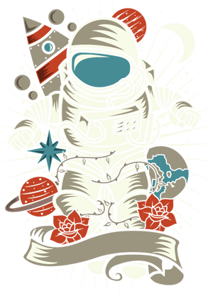 Graphic Retro Distressed Design By Ceciljamesrhodes - Retro Astronaut, HD Png Download PNG image with transparent background