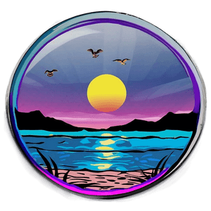 Retro Beach Sunset View PNG mwp PNG with transparent background
