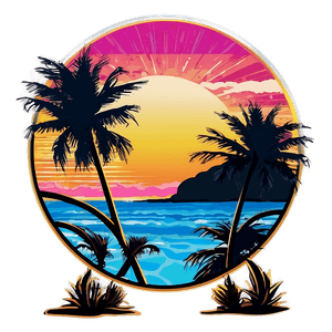 Retro Beach Sunset View PNG pyu18 PNG with transparent background