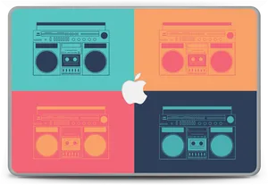 Retro Boombox Collage PNG Image