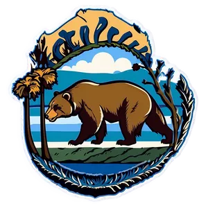 Retro California Bear Emblem Png Oag PNG Image