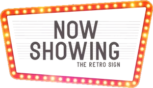 Retro Cinema Now Showing Sign PNG Image