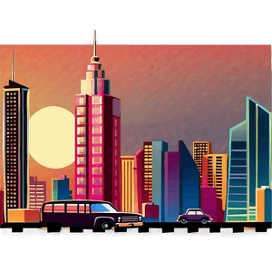 Retro Cityscape at Sunset PNG 1 PNG with transparent background