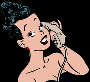 Retro Comic Woman On Phone PNG image with transparent background