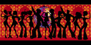 Retro Dance Party Silhouettes PNG image with transparent background