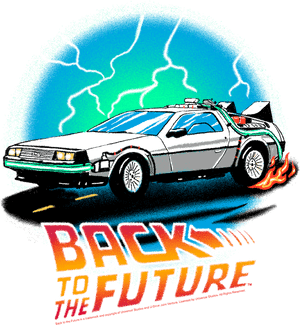 Retro Futuristic Delorean Time Travel PNG image with transparent background