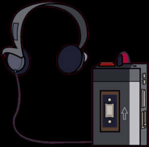 Retro Headphonesand Cassette Player PNG image with transparent background