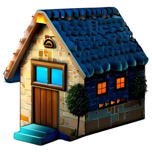 Retro House Emoji Png Bxn PNG Image