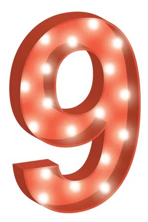 Retro Lighted Number9 PNG Image