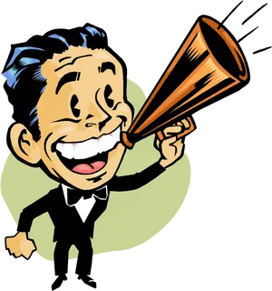 Retro Man With Megaphone PNG Image