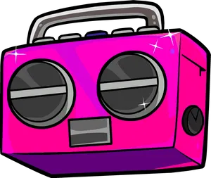 Retro Pink Boombox Illustration PNG Image