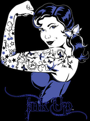 Retro Pinup Girl Tattoo Art PNG with transparent background