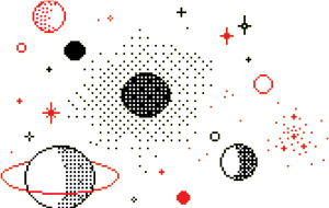 Retro Pixel Space Scene PNG image with transparent background