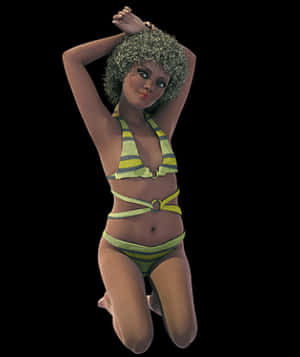 Retro Style Animated Girlin Bikini PNG image with transparent background