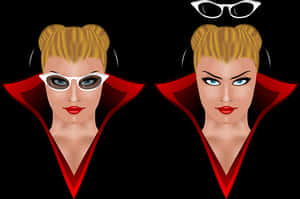 Retro Style Female Twins Vector PNG image with transparent background