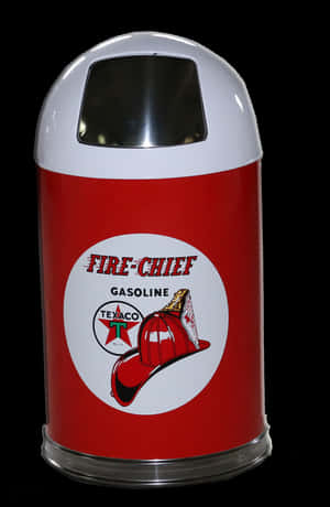 Retro Style Texaco Fire Chief Gasoline Trash Can PNG image with transparent background