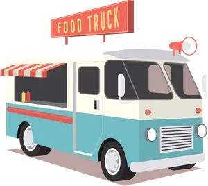 Retro Styled Food Truck Illustration PNG Image