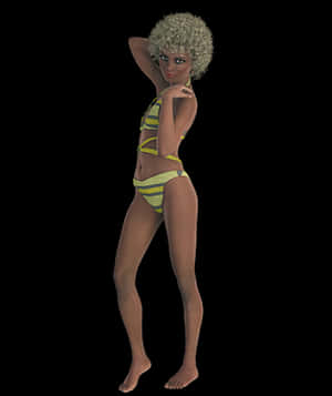 Retro Styled3 D Modelin Bikini PNG image with transparent background