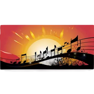 Retro Sunset And Music Notes Png Pau57 PNG Image