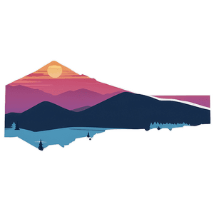 Retro Sunset Mountain Peaks PNG 06252024 PNG with transparent background