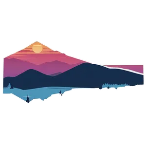 Retro Sunset Mountain Peaks Png 06252024 PNG Image