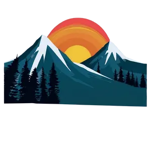 Retro Sunset Mountain Peaks Png Jnk46 PNG Image