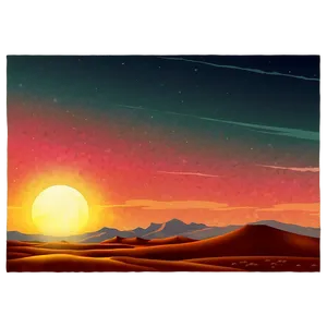 Retro Sunset Over Desert Png Yga76 PNG Image